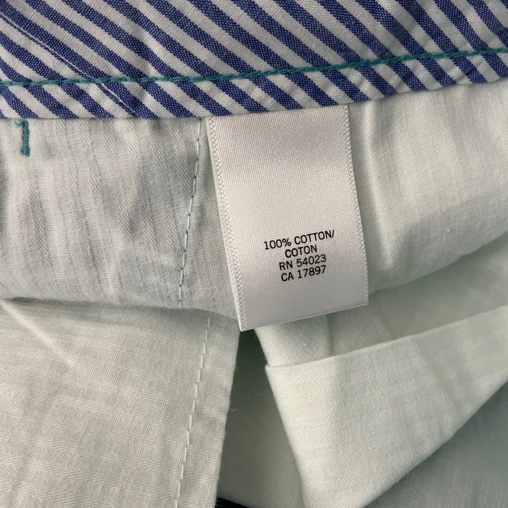 Banana Republic Deck Shorts Mens 34 Teal White Striped Slim Fit 9